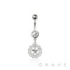316L SURGICAL STEEL MULTI CZ STAR DANGLE ROUND CZ BELLY BUTTON NAVEL RING 